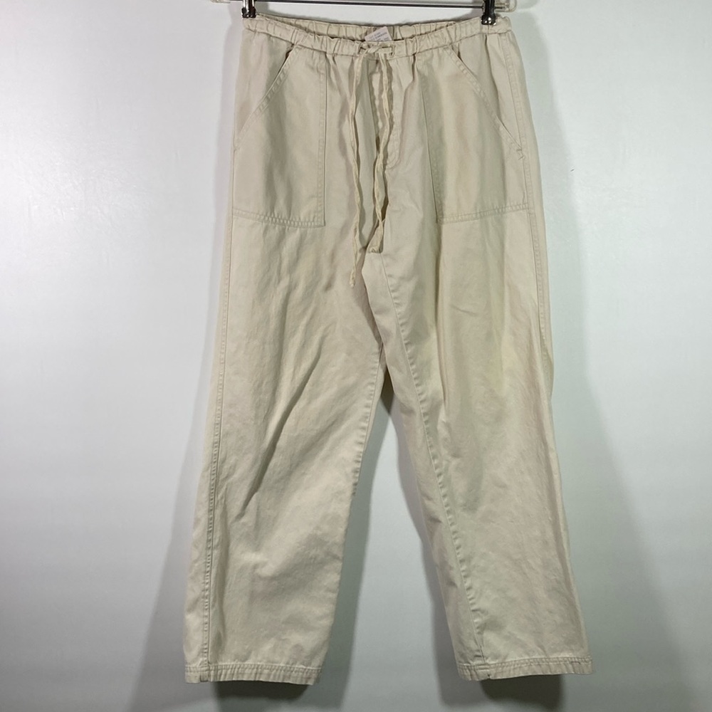 Essentials Style Pants Women Size S Cream Color Elastic Draw String Waist
